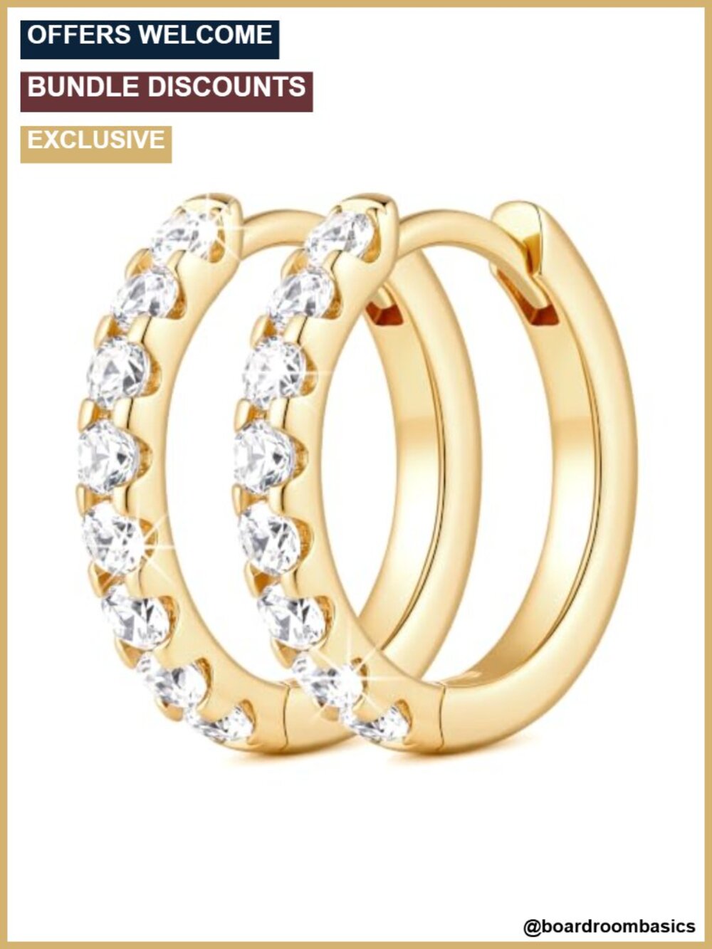 14K Gold Plated Hoop Earrings Women Small Huggie CZ Pave